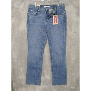 Levis 505 Jeans Womens 12 Blue Denim Straight Leg Mid Rise Stretch Medium Wash